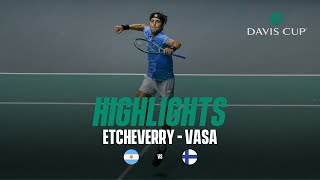 Tomás Etcheverry vs Eero Vasa  Argentina  Finlandia  Finales Copa Davis [upl. by Corydon]