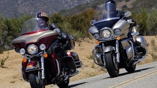 2009 HarleyDavidson Electra Glide vs Kawasaki Vulcan  MotoUSA [upl. by Airdnahc]