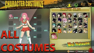 My Hero Ones Justice 2  All Characters Costumes  DLC Mei Hatsume amp Cheerleader Set Updated [upl. by Ahsaet]