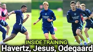 INSIDE ARSENAL TRAINING ODEGAARD HAVERTZ amp STERLING SPOTTED WHILE OTHERS ON INTERNATIONAL DUT [upl. by Nelhsa]