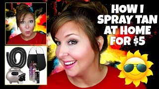 HOW TO SPRAY TAN AT HOME FOR 5 DIY Professional spray tan [upl. by Ellinnet]