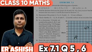 COORDINATE GEOMETRY CLASS 10 MATHS EX 71 Q 5 6 [upl. by Kreitman]