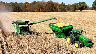 Beautiful DRONE Views Family Corn Harvest 2022 NEW USED Combine [upl. by Rellia]