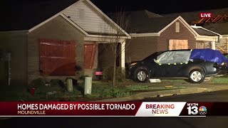 Homes damaged by possible tornado in Moundville [upl. by Caitrin]