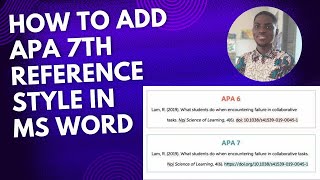 How to Add APA 7th reference style to MS Word [upl. by Hector]