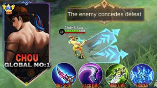 FINALLY CHOU BEST BUILD amp ROTATION FOR ENEMY AUTO SURRENDER 100 WIN STREAK🥶  Mobile Legends [upl. by Bernardine587]