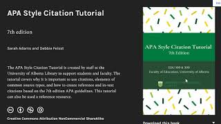 Introducing the APA Style Citation Tutorial [upl. by Ettinger]