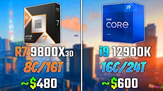 AMD RYZEN 7 9800X3D vs INTEL i912900K  Test in 6 Games [upl. by Yanttirb]