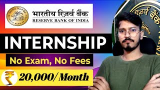 RBI Free Internships 2024 🥳 College Students 20000 Months  Apply Form last date 2024 [upl. by Feola189]