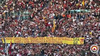 Roma  Venezia 21 striscione della Curva Sud Tifiamo la Roma sosteniamola in ogni battaglia [upl. by Marven]