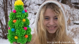 How to Make a Pom Pom Christmas Tree with Yarn  DIY Tutorial [upl. by Deerc]