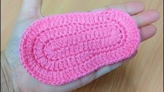 How to crochet Baby Bootie Sole Easy Tutorial [upl. by Colly]