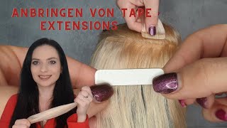 Tape Extensions anbringen  How to  Anleitung  Haarverlängerung mit Klebestreifen [upl. by Nesta]