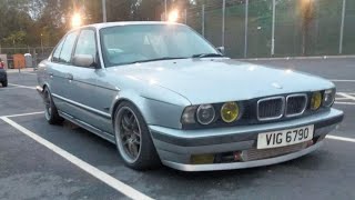 1995 BMW E34 525TD Project  E39 front Coilovers in E34 [upl. by Catlee]