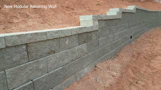 New Retaining Wall with Wooden Fence [upl. by Alice]