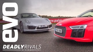 New Audi R8 V10 Plus vs Porsche 911 Turbo S  evo DEADLY RIVALS [upl. by Budge]