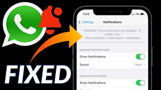 WhatsApp Notifications Are Not Showing on iPhone I WhatsApp Push Notifications are Disabled [upl. by Pfeifer634]