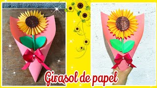 GIRASOL de papel 🌻\ramo de FLORES AMARILLAS\flores de papel\Diy manualidades 🌻✂️ [upl. by Maeve]