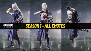 Season 1 All Emotes Codm  Battle Pass Emote S1 Cod Mobile [upl. by Ellehcan822]