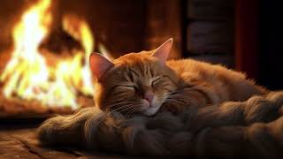 Cozy Purring Cat ASMR  Peaceful Evening Fireplace and Gentle Purr [upl. by Artenak]