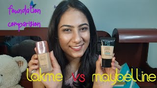 Maybelline Fit me Foundation VS Lakme 9 to 5 Primer Matte Foundation  Comparision [upl. by Noivaz]