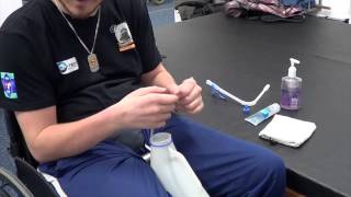 Quadriplegic self catheterization Independence [upl. by Rodablas]