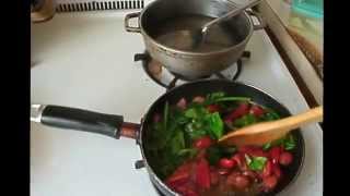 How to Cook Spinach Tomatoes Scrambled Eggs with Boiled Green Bananas [upl. by Timothea]