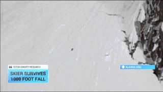 Skier Survives 1000 Foot Fall Skier got away with only 2 jammed fingers some bruises [upl. by Beaston]