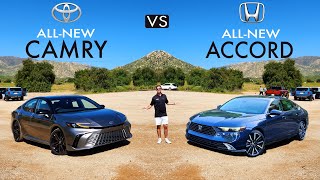 REDESIGNED RIVALS  2025 Toyota Camry XSE vs 2024 Honda Accord Touring Comparison [upl. by Drofliw]