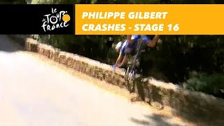 Philippe Gilbert crashes   Stage 16  Tour de France 2018 [upl. by Hermie]