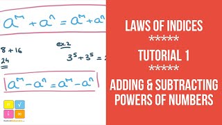 Laws of Indices  Tutorial 1  adding amp subtracting powers of numbers [upl. by Hanikehs]