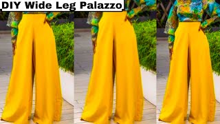 The Easiest Way to Make a Wide Leg Palazzo Pants in Less than 10 minutes  A line trousers tutorial [upl. by Abbye]