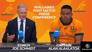 WALLABIES Brisbane postmatch press conference Joe Schmidt and Alan Alaalatoa [upl. by Laehcar4]