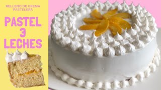 PASTEL 3 LECHES CON CREMA PASTELERA Y MERENGUE  ESPECIAL DE CUMPLEAÑOS ⎢POSTRES CON IXCHEL [upl. by Hsiri]