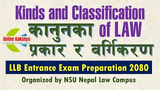 Kinds and Classification of Law  Lecture by TU Topper Stuti Oli LLB Entrance Preparation [upl. by Anilehcim843]