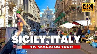 🇮🇹 Sicily Italy Walking Tour  Catanias Historical Market amp Square  4K HDR  60fps [upl. by Emeric]