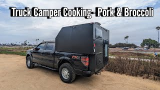 Gourmet Cooking in my DIY Truck Camper  Pork amp Broccoli [upl. by Ellierim950]