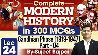 Modern History Top 300 MCQs for UPSC CSE  Gandhian Phase 19191947 Part4  UPSC IQ [upl. by Eixor458]