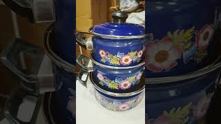 ENAMELWARE DONGA 3PCS SET youtubeshorts BOWL WITH LID [upl. by Naelcm]