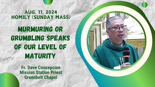 MURMURING OR GRUMBLING SPEAKS OF OUR LEVEL OF MATURITY  Homily by Fr Dave Concepcion [upl. by Mairhpe]