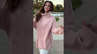 Womens Fall Turtleneck Sweaters Long Sleeve Chunky Knit Slouchy Pullover Sweater Tops [upl. by Azarria]