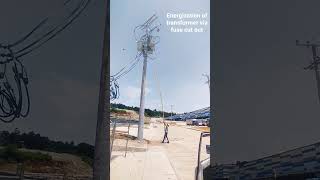 How to energize pole mounted transformer electrician electricity electricalworks trending [upl. by Yclek]