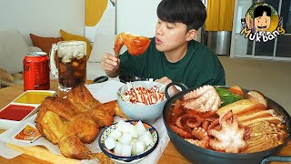 ASMR MUKBANG 직접 만든 짜장 버섯 해물찜 소세지 치킨먹방 amp 레시피 SPICY SEAFOOD AND FRIED CHICKEN EATING SOUND [upl. by Feodora]