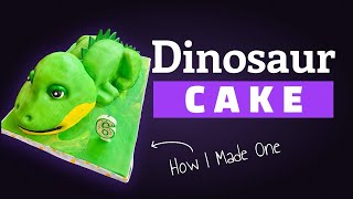 Green Dinosaur Cake  How I Made One for my Boys 6th Birthday [upl. by Ihsir]