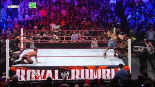 John Cena runs into The New Nexus in the Royal Rumble Match Royal Rumble 2011 [upl. by Male]