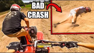 I RAN GARRET OVER FourWheeler VS Dirt Bike [upl. by Eveam829]