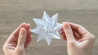 Origami Snowflake Star  Paper Snowflake Star ❄️⭐️ [upl. by Gerfen570]