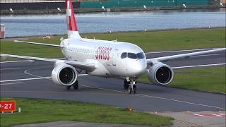 Swiss CS100  Airbus A220 London City Airport Tower View Full rotation [upl. by Pacificia]