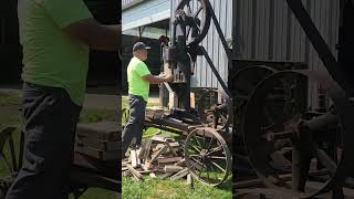 splitting some oak with a 115 year old log splitter [upl. by Kalagher]