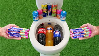 Big Coca Cola Fanta Pepsi and Mentos VS Popular Sodas  Lipton Red Bull and Mentos in the toilet [upl. by Aikat798]